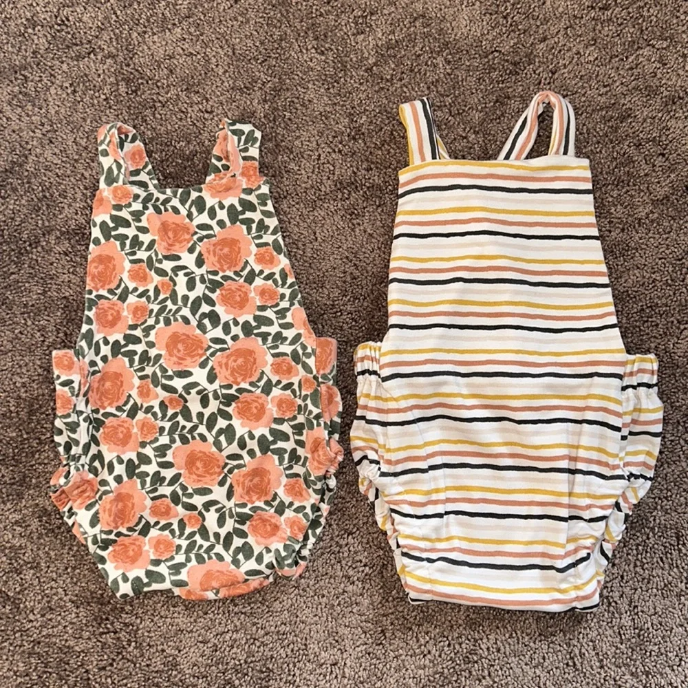 Rose & striped small shop coordinating romper twin set!
